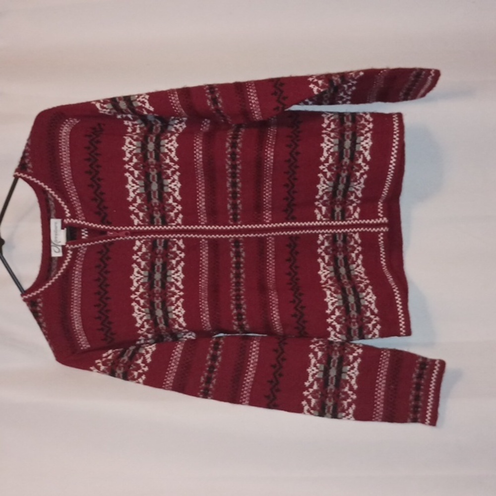 Dress Barn Red and Black Patterned Sweater